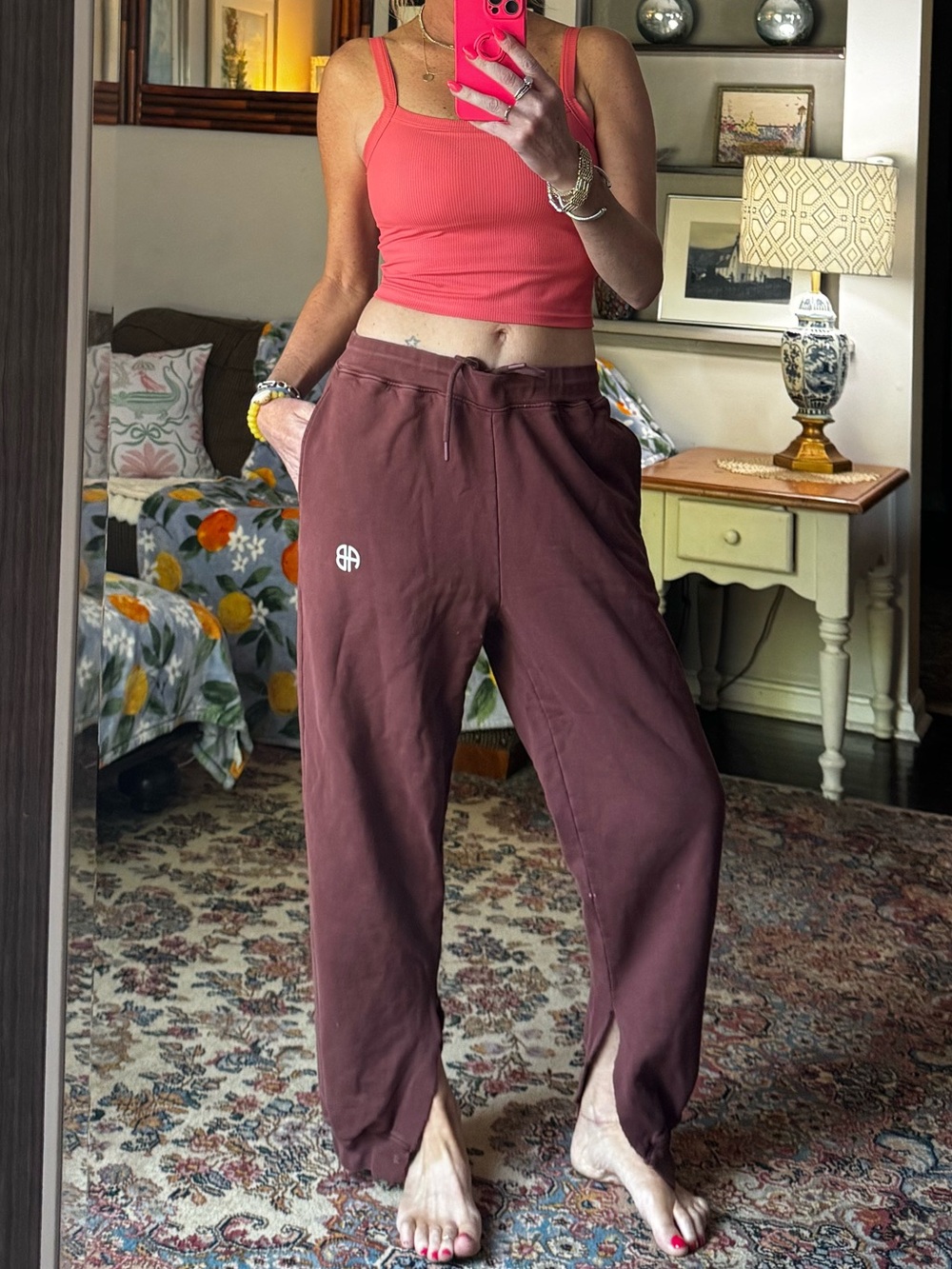 Anine Bing Maroon Track Joggers